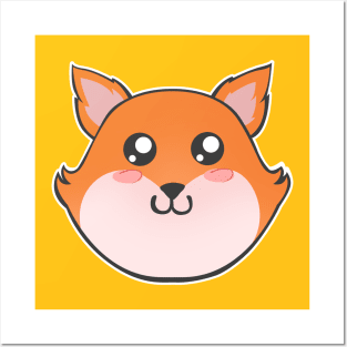 Cute Fox Smiling Face Posters and Art